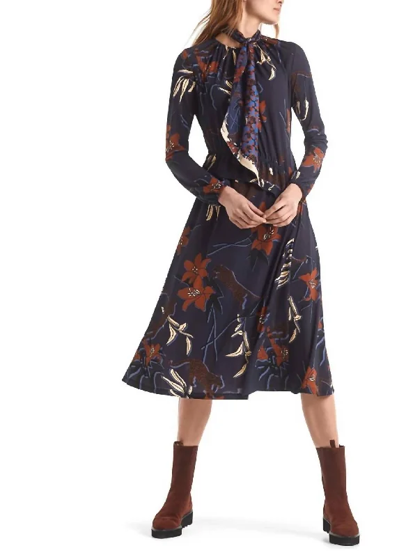 Dress In Navy Print