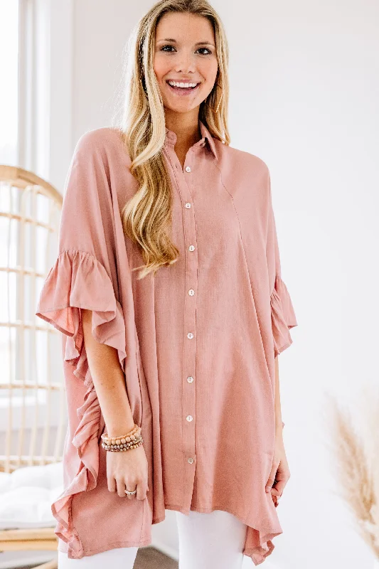 Love Again Mauve Pink Button Down Tunic