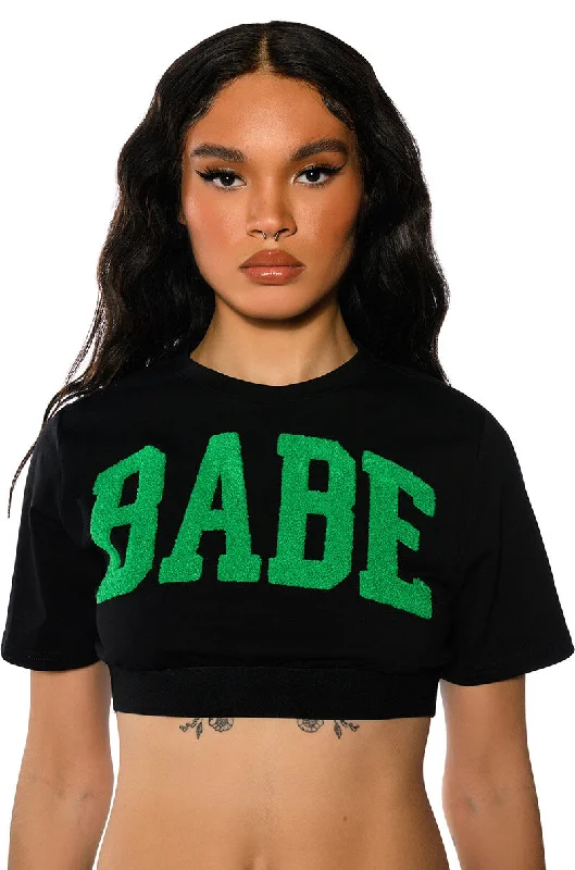 NOT YOUR BABE CROPPED SHORT SLEEVE CREW NECK TSHIRT