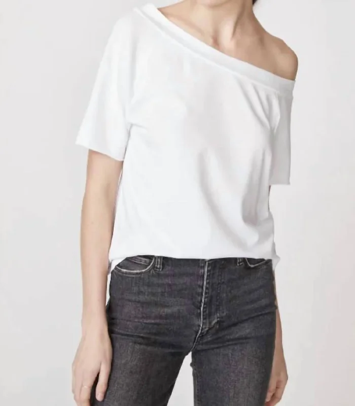 Cloud Jersey Off-Shoulder Top In White