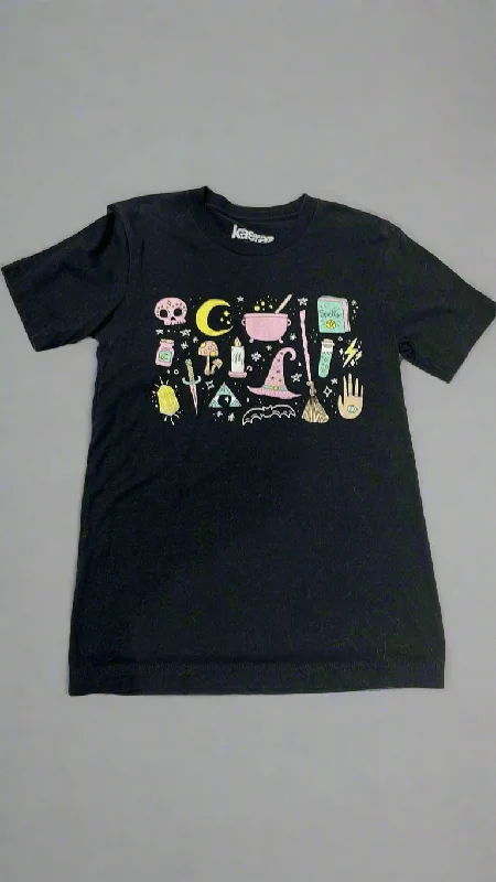 "KC" Black Spellbook Graphic Tee: XSmall