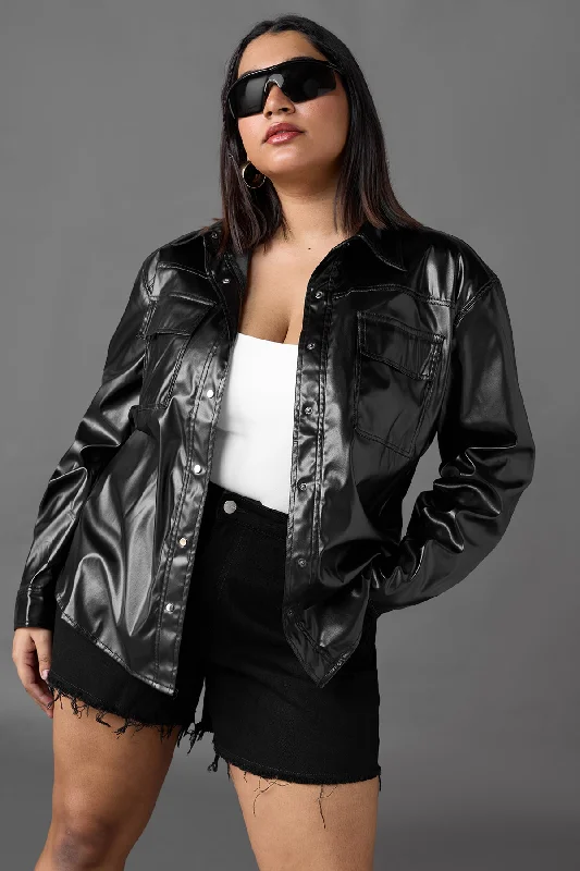 Curve Classic Black Leather Jacket