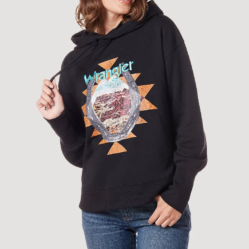 Wrangler Retro Women's Graphic Hoodie In Black Beauty