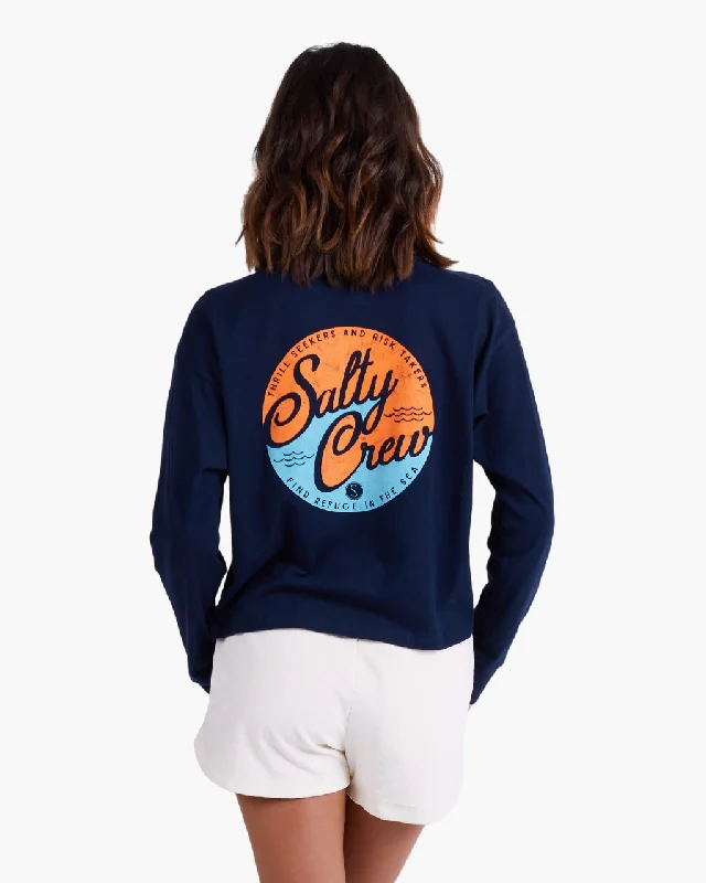 Club Salty Ls Crop - Navy