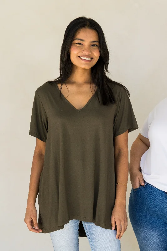 T-Shirt Top | Moss Green