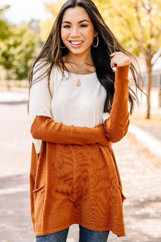 The Best Of Me Caramel Brown Colorblock Tunic