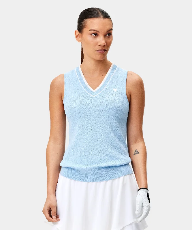 Ana Light Blue Sleeveless V-Neck