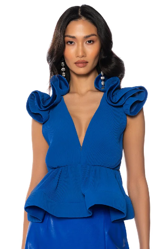 LUSH BODY PLEATED PEPLUM BLOUSE