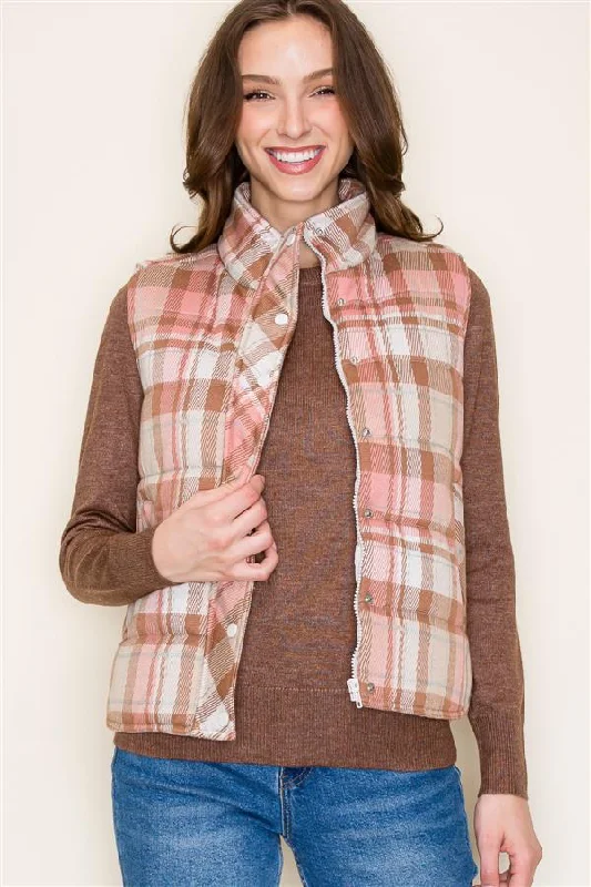 Pink Plaid Vest - FINAL SALE