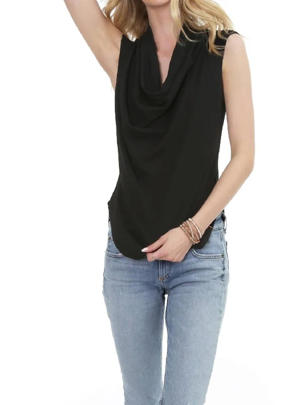 Sleeveless Cowl Top In Black