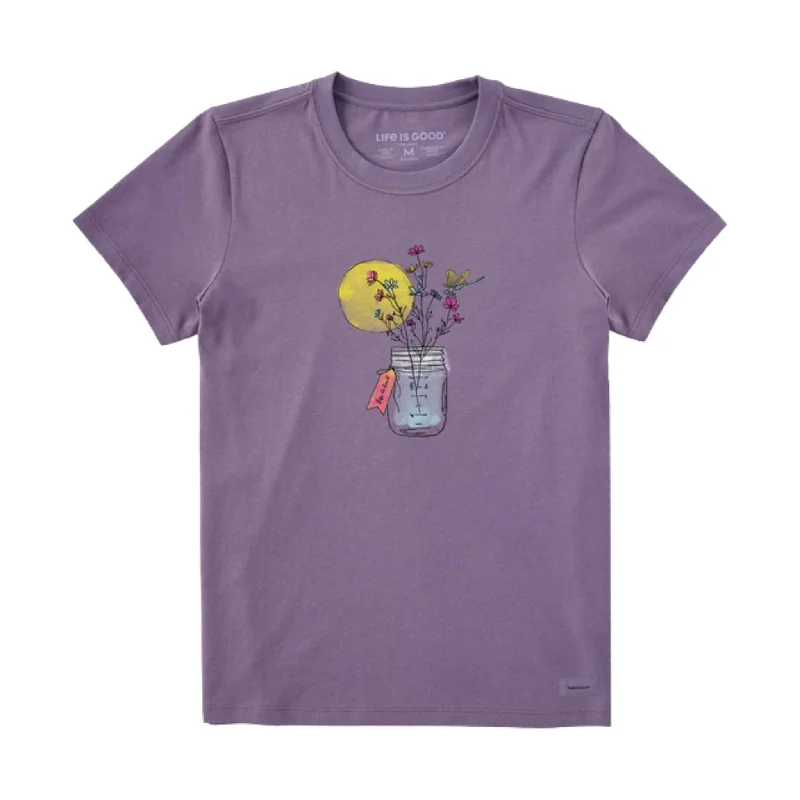 Life Is Good Women's Flower Jar Short Sleeve Tee - Dusk Purple