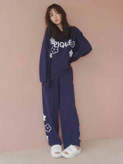 Airy Moco Flower Jacquard Lounge Pants