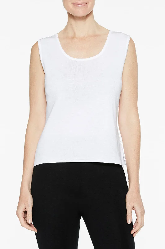 Plus Size Scoop Neck Knit Tank, White