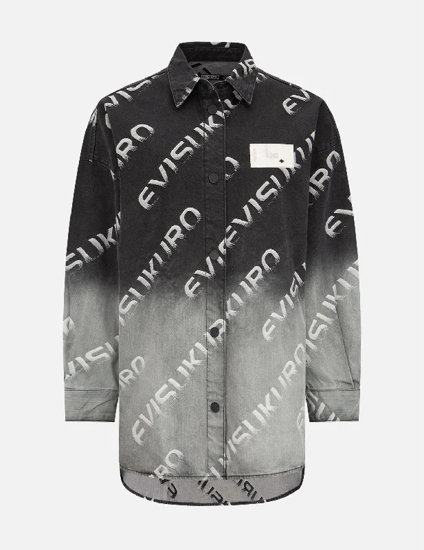 Degrade Oversize Logo Jacquard Shirt Jacket