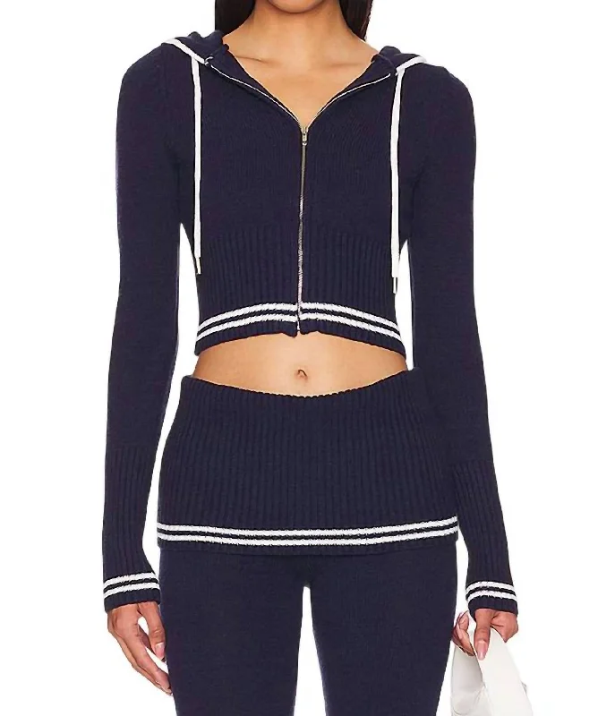 Aimee Cloud Knit Hoodie Top In Starlight