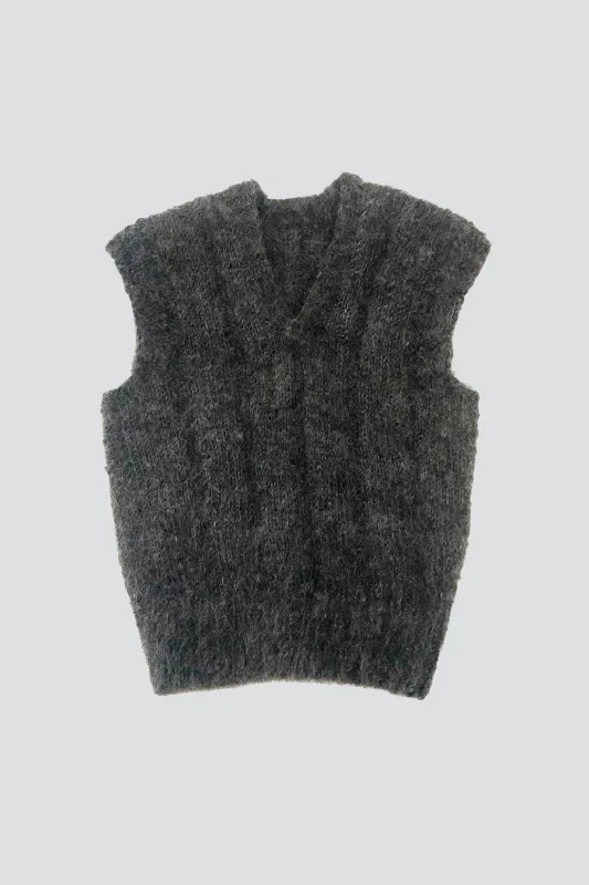 Smoke Brown Chunky Mohair Vest