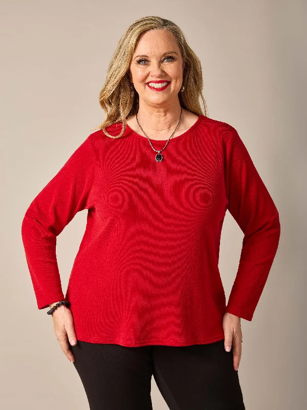 Warm Knit Basic Top - Red