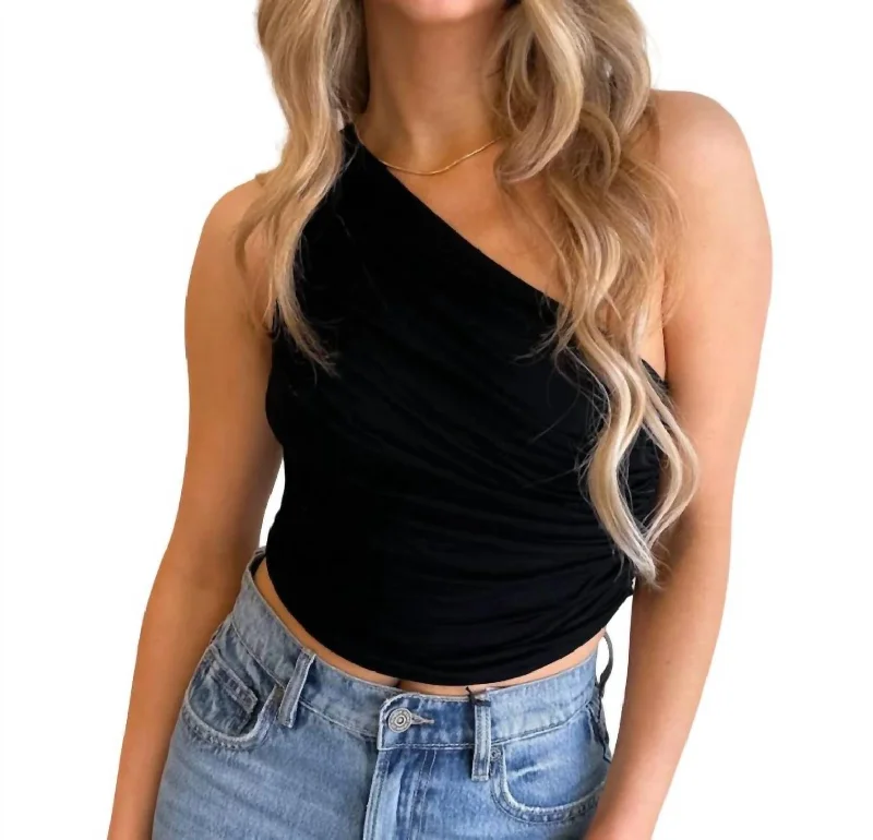 After Daylight One Shoulder Top In Black