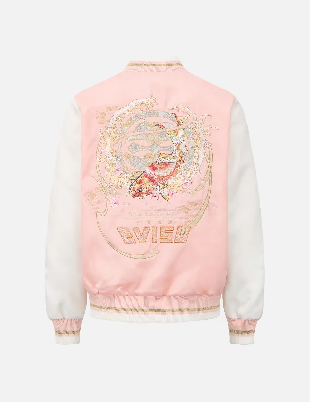 “Koi Playing in the Waves” and Kamon Embroidery Souvenir Jacket