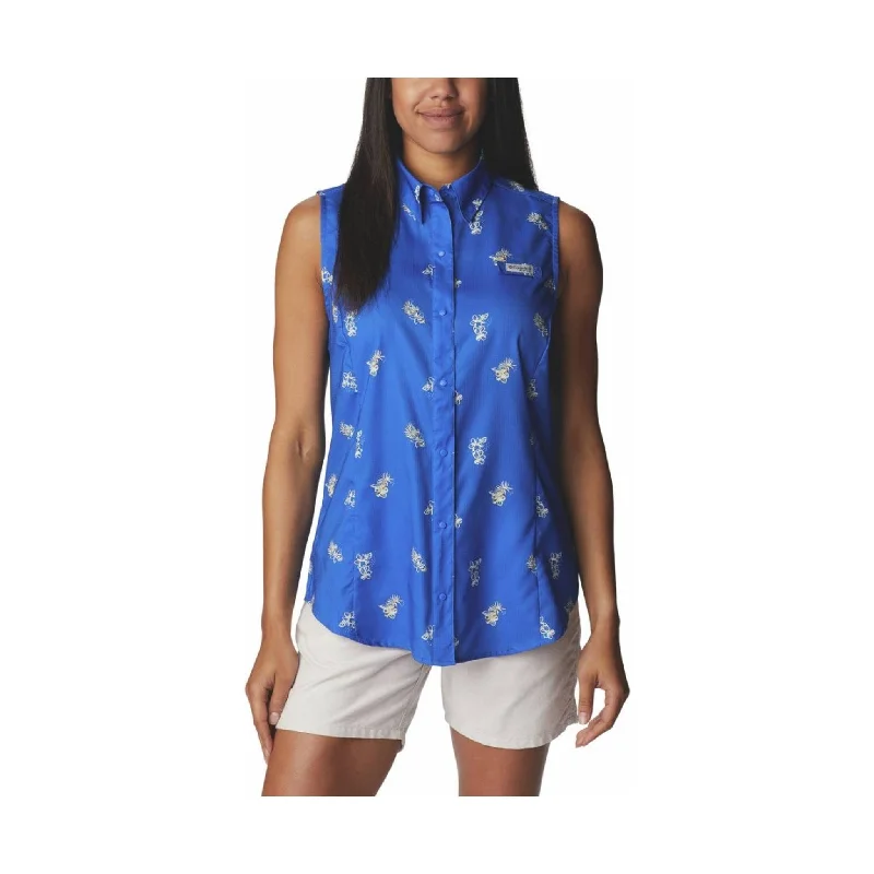 Columbia Women's Super Tamiami Sleeveless Shirt -  Blue Macaw Bouquet Foray - ONLINE STORE CREDIT/EXCHANGE ONLY