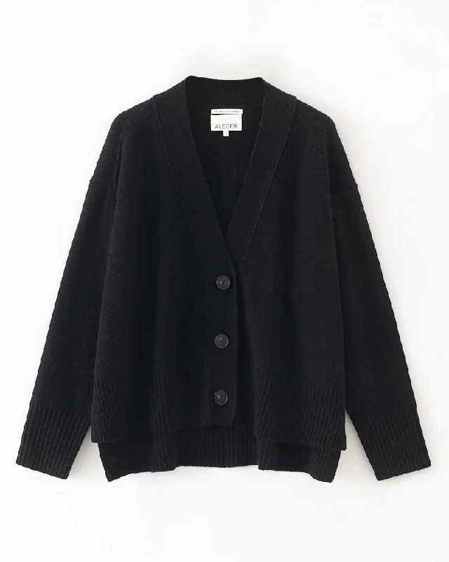 Aleger N.99 Cashmere Blend Oversized Cardigan - Black Arriving March