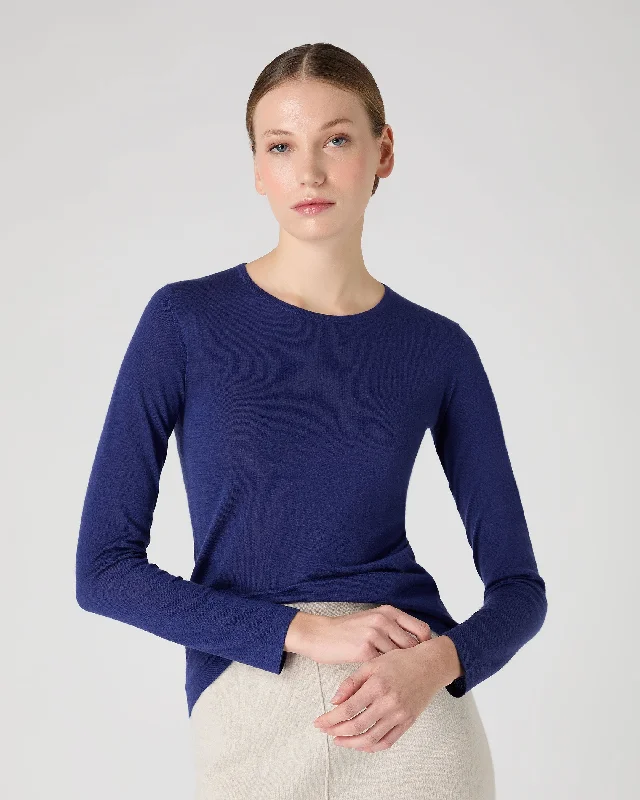 Women's Eden Superfine Cashmere Round Neck Top Indigo Blue