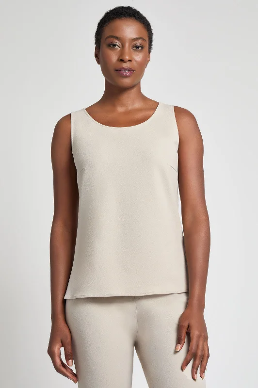 Stretch Deco Crepe Scoop Neck Tank