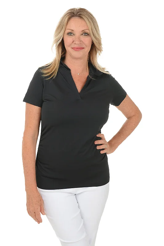 Ruched UPF50+ Short Sleeve Polo Top