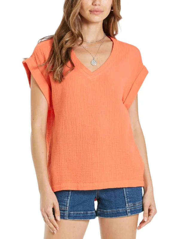 Camila Drop Shoulder Top In Tigerlily