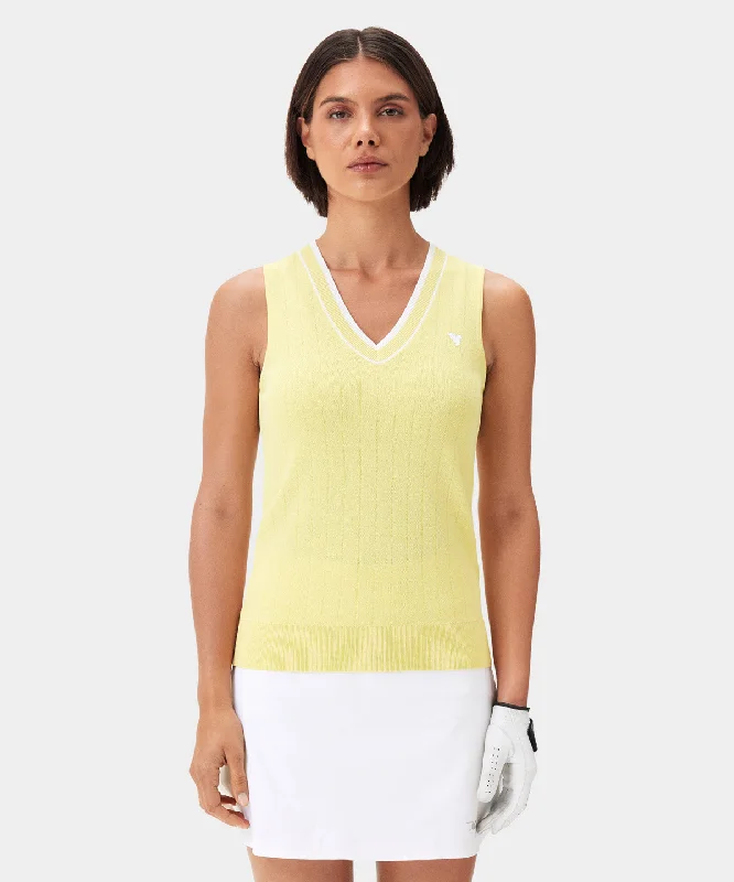 Ana Yellow Sleeveless V-Neck