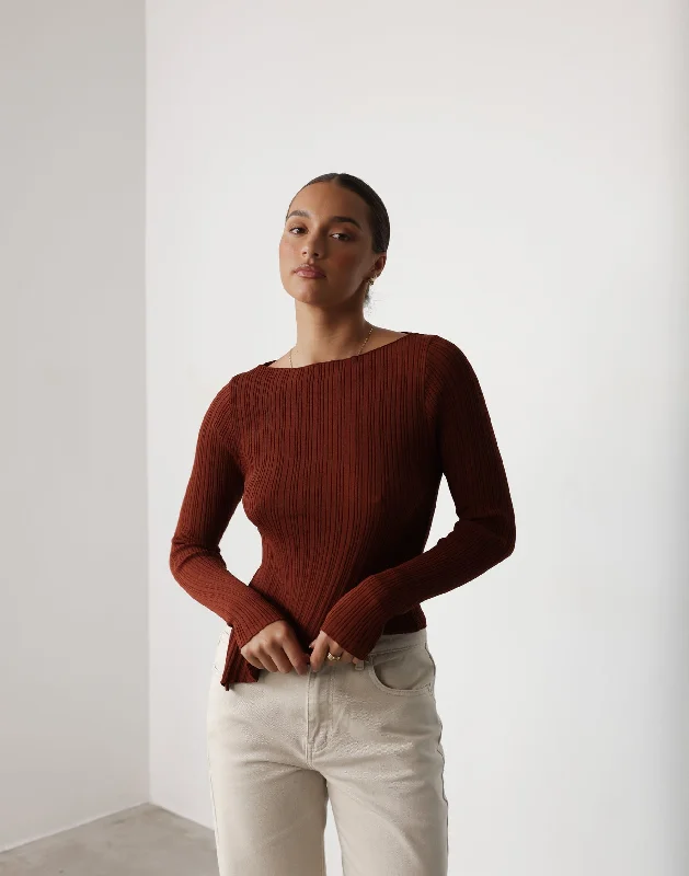 Kienna Long Sleeve Top (Brick)