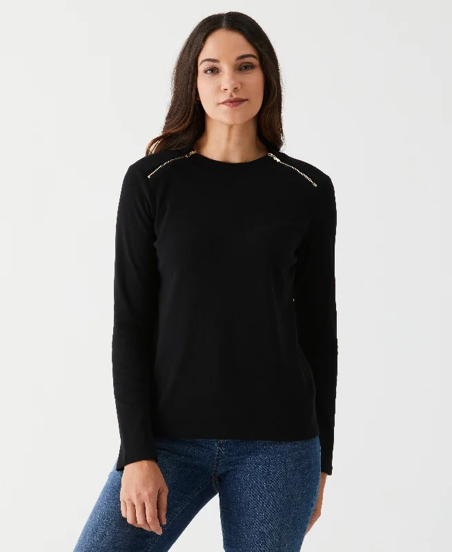 Long Sleeve Tee with Zipper Detail