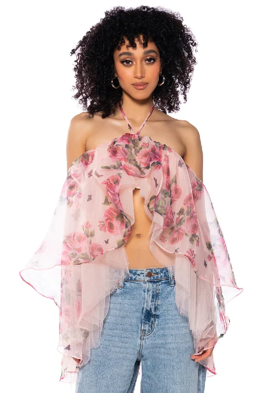 ONCE UPON A DREAM FLORAL HALTER NECK BLOUSE