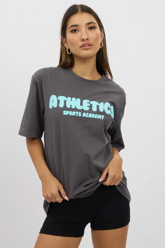 Grey Graphic Tee Short Sleeve