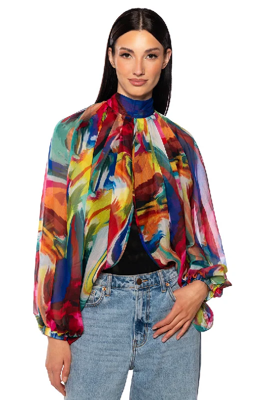 BREEZY NIGHTS PATTERNED BLOUSE