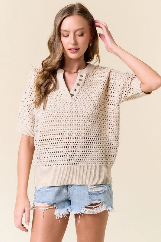 Natural Open Knit Top