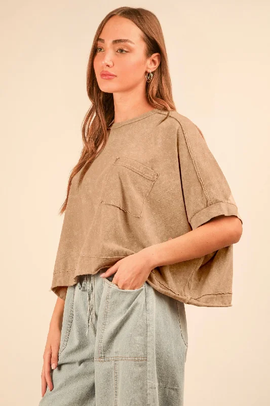 Easy Does It Taupe Crop Tee