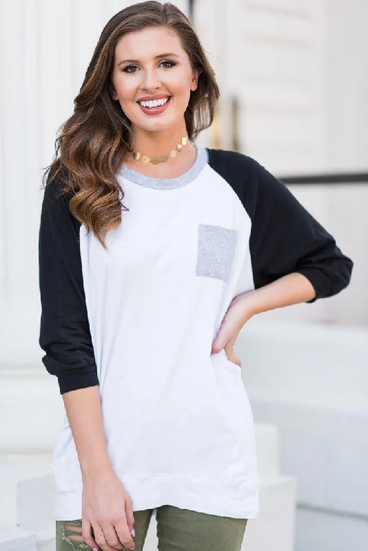 Slouchy Dolman Black Raglan Tunic w/Pocket