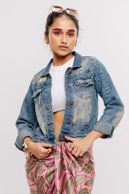 Classic Ripped Indigo Denim Jacket