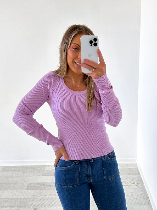 Selma Long Sleeve Knit Top - Lilac