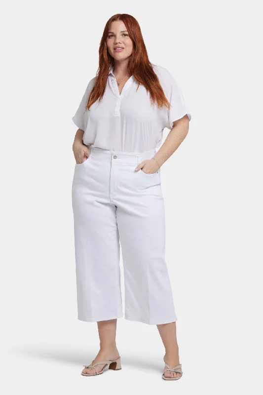 Brigitte Wide Leg Capri Jeans In Plus Size - Optic White