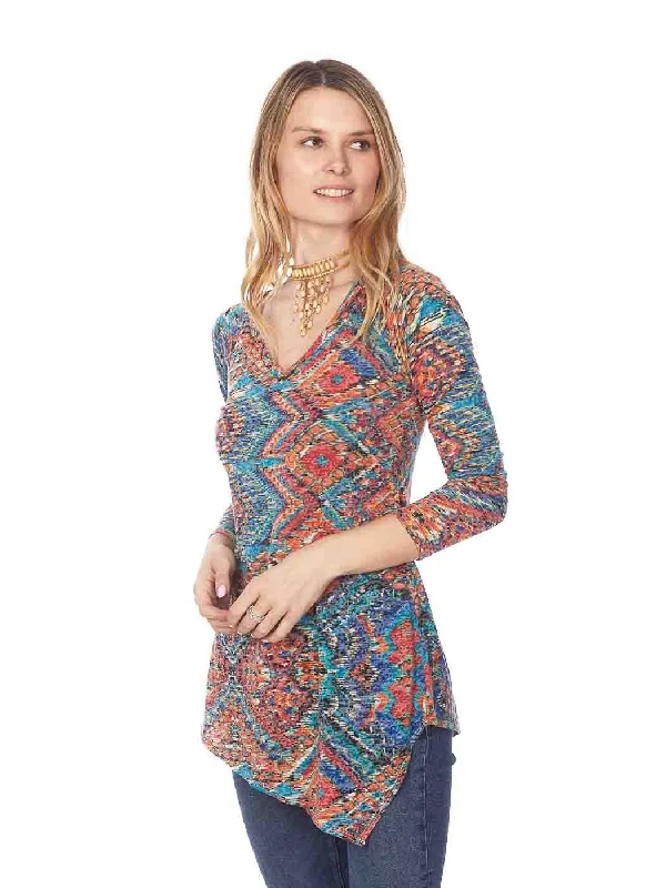 Tianello "Tapestry" Print Knit Burnout "Toni" Tunic