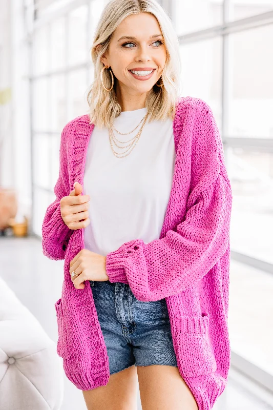 New Love Dark Pink Cardigan