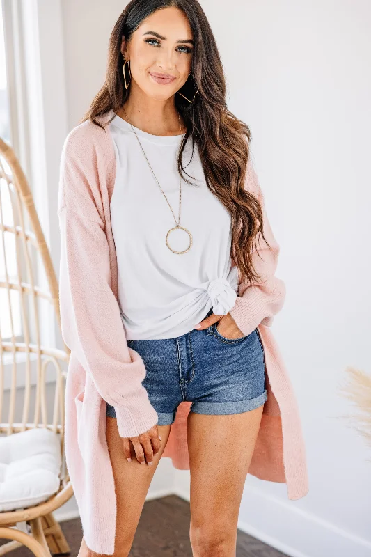 What A Dream Blush Pink Bubble Sleeve Cardigan