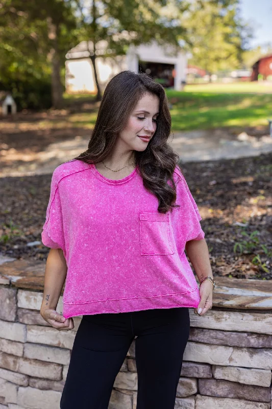 Easy Does It Pink Crop Tee