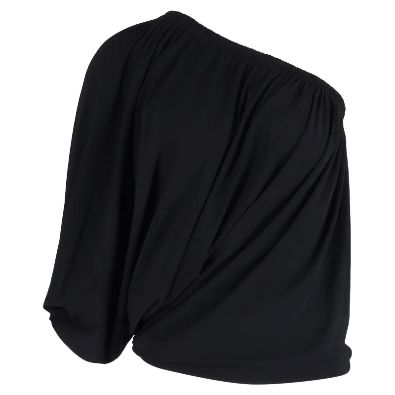 Lanvin Blouson Off Shoulder Top in Black Viscose