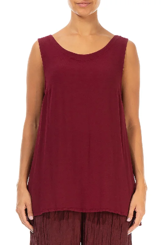 Sleeveless Claret Viscose Top