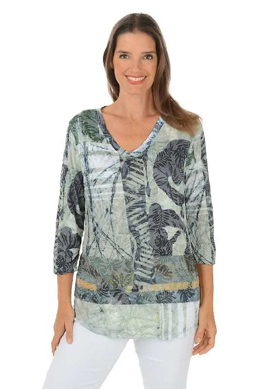 Jungle Burnout Crinkle Knit Top