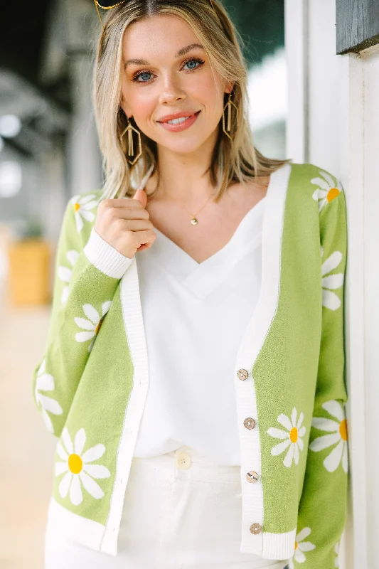 Feeling So Fun Lime Green Flower Cardigan