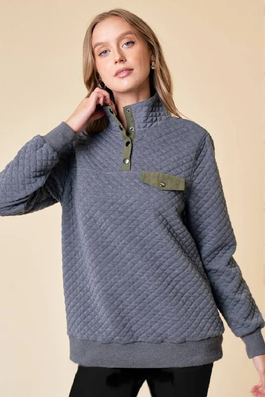 Gray & Olive Diamond Pullover